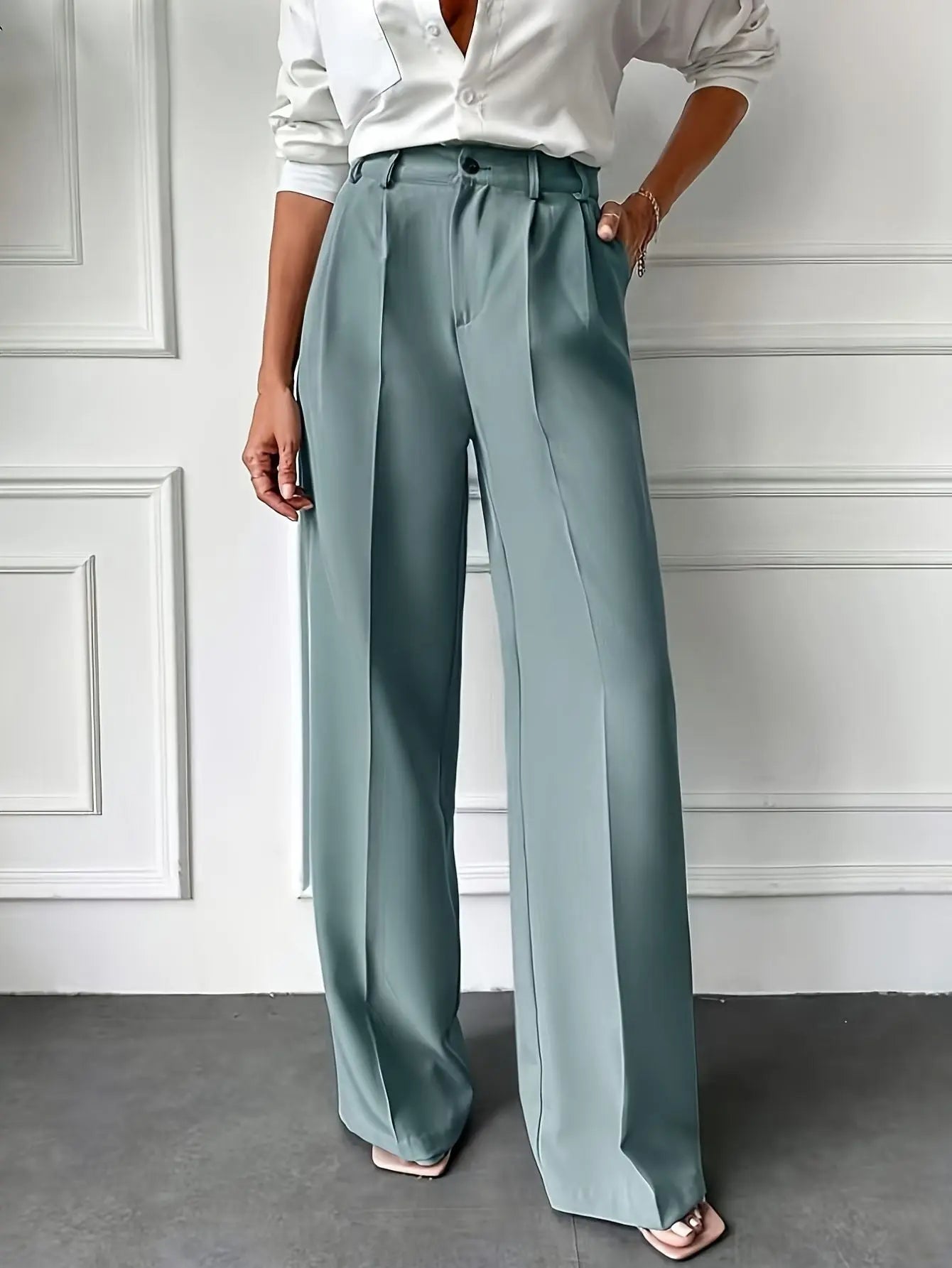 Wijde Hoge Taille Broek Lisa Rose
