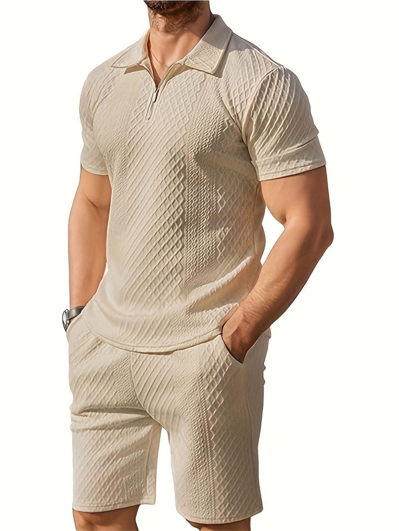 Heren Zomer Polo Shirt en Shorts Set Lisa Rose