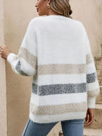 Gestreept Gebreid Vest met V-Hals Lisa Rose