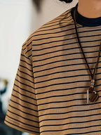 Gestreept T-shirt met Korte Mouwen en Print Lisa Rose