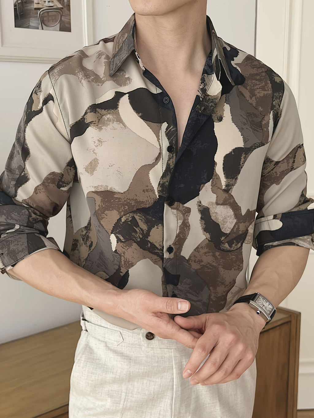 Blouse met Lange Mouwen en Kleurvlakken Lisa Rose