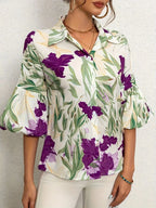 Blouse met Bloemenprint en Lantaarnmouwen Lisa Rose