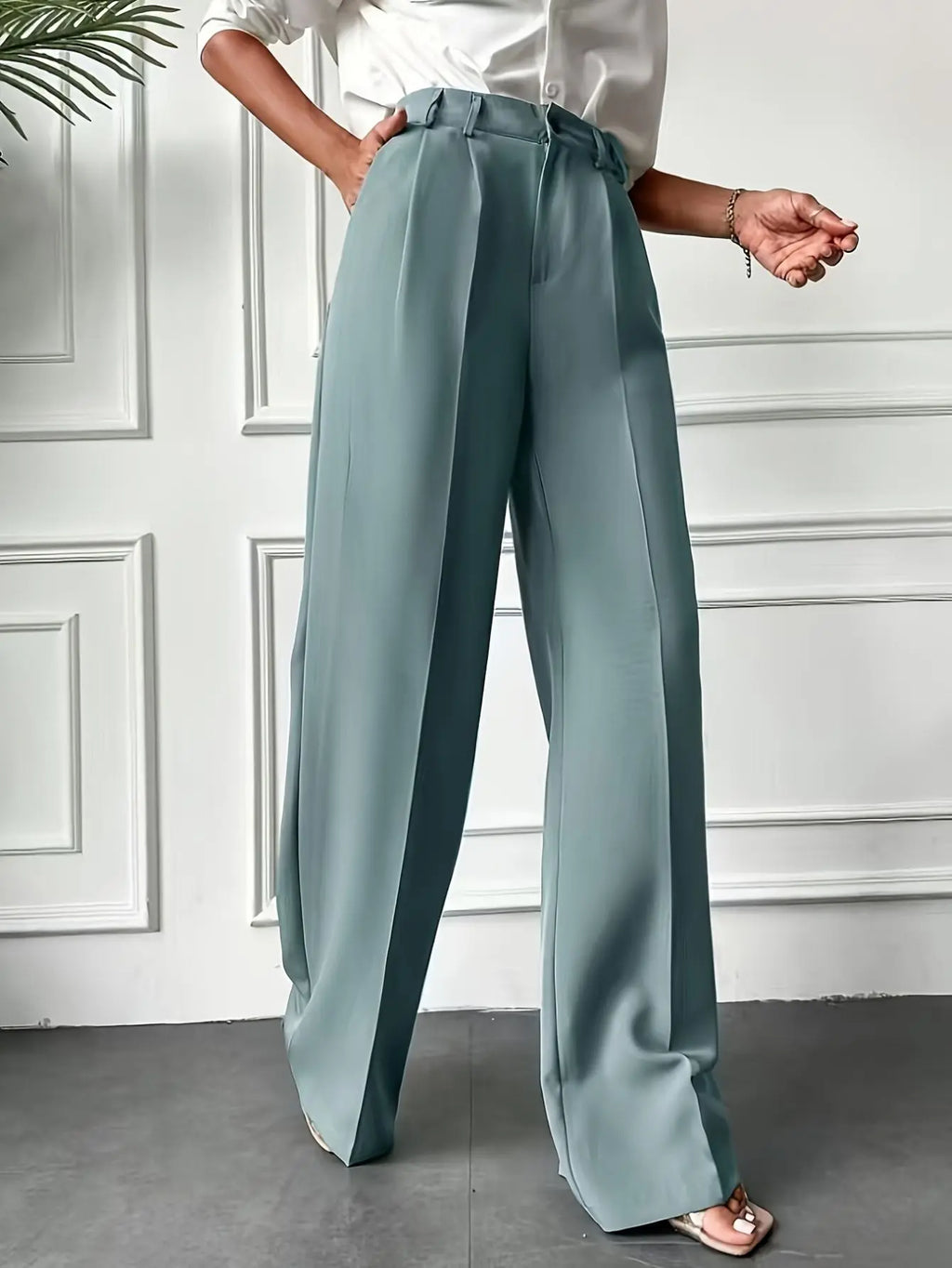 Wijde Hoge Taille Broek Lisa Rose