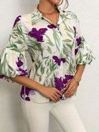 Blouse met Bloemenprint en Lantaarnmouwen Lisa Rose
